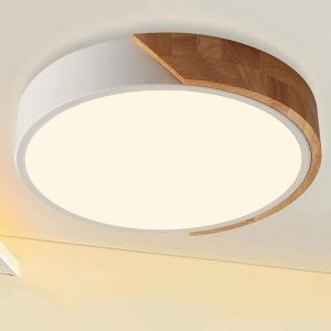 Kal-Plafonnier Led, 24w Plafonniers Modernes Ronds En Bois,Blanc Naturel 4500k Luminaire Plafonnier Ø30cm Salon Cuisine Chambre Couloir Salle À Manger Maison Balcon - Neuf