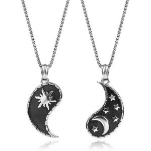 Colliers Pour Couples Avec Pendentifs Yin Yang Soleil Et Lune En Acier Inoxydable - Neuf