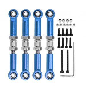 2024-4pcs Servo Links R&eacute;glable Tirant pour FMS 1/24 pour FCX24 RC voiture haute pr&eacute;cision alliage d'aluminium Fer RC Barre de traction de direction Bleu - Neuf