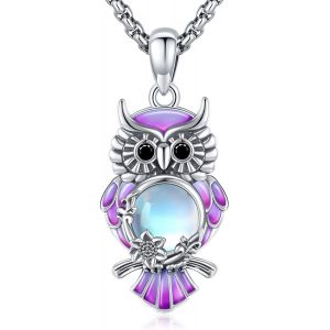 Chouette Collier Pierre De Lune Bijoux En Argent Sterling 925 Pendentif Animaux Pendentif Cadeau Pour Les Femmes Filles - Neuf