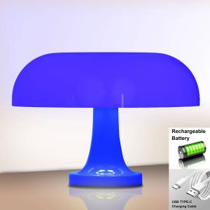 Lampe De Table Champignon Minimaliste Moderne Chambre Lampe De Chevet Design Danois Orange Lampe De Table Décorative-Usb Plug-Blue Charging - Neuf