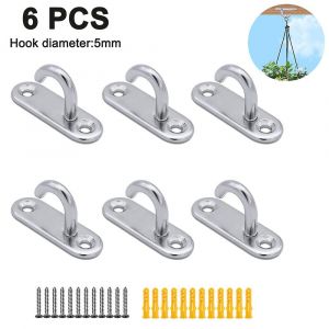 Crochet de plafond en acier inoxydable avec ?illet et vis - 6 pi&egrave;ces - Neuf