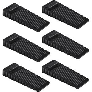 Butées de porte, 6 pièces, en PVC, hauteur réglable et empilables, pour portes et sols, fabriquées en divers matériaux - Noir - Neuf