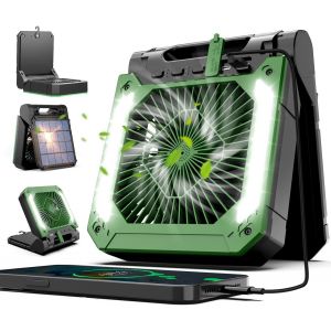 20000Mah Ventilateur Solaire Camping Batterie Ventilateur Rechargeable Avec Led 3 Vitesses Mini Ventilateur Portable 90° Rotation Type-C Usb Ventilateur De Table Avec Minuterie Pou[VEN750417] - Neuf