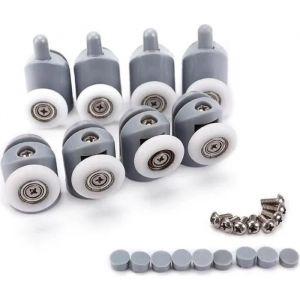 Galet ajustables Dual Rouleau Roulette Roue Porte Douche Salle de Bain 25mm - Pack - Plastique - A platine - Neuf