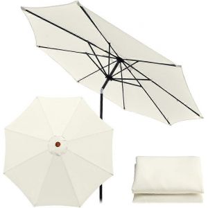 Housse De Rechange Pour Parasol De Table De March&eacute;, 8 Baleines - 3 M - Imperm&eacute;able - Anti-Uv - Beige - Neuf