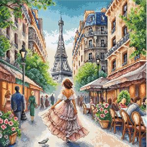 Kit Point De Croix Compt&eacute; Ava "De Paris Avec Amour" 28.57x28.57 Cm - Neuf