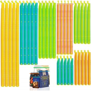 Kal-35 Pcs Fermeture Sachet Alimentaire, 8/10/12/15/18.5/22.5/28.5cm Réutilisables Clip Fermeture Sachet, Pince Alimentaire, Pince Sachet Pour Cuisine, Maison, Stockage De Camping - Neuf