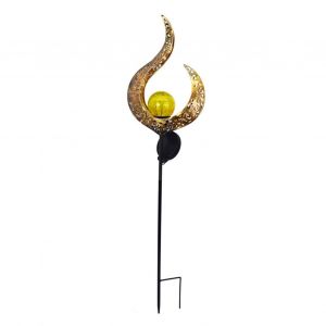 Hjlian Lampes De Paysage Vintage Decoupees En Fer, Lampe Solaire Pour Pelouse Exterieure, Feu Dore - Neuf