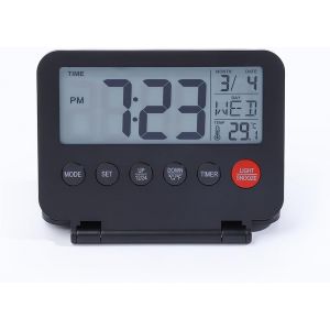 ERYI-Mini Horloge De Voyage Pliable Avec Calendrier Home Digital Lcd Thermomètre Horloge De Voyage Réveil Portable Horloge De Bureau (Noir) - Neuf