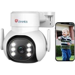CHECARZHN--NO1-Caméra Surveillance Wifi Exterieure, 360° Ptz Ip Camera Nocturne Couleur 30M, Détection Humaine & Suivi Automatique, Montage Mural/Au Plafond, Audio Bidirectionnel (Blanc) (2) - Neuf