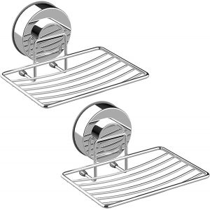 Lot de 2 Porte-Savon à Ventouse Porte-Savon en Acier Inoxydable 304 Porte Eponge Plateau de Rangement Durable pour Salle de Bain et Cuisine sans Perçage,Argent - Neuf