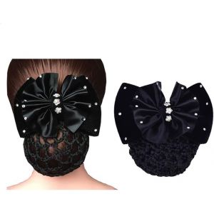 Kal-1 Barrette À Cheveux En Satin Avec Strass Noirs Pour Chignon Pour Femmes Et Filles - Neuf