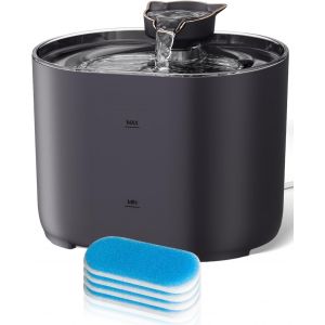 Bhhbb-Fontaine À Eau Pour Chat De 2,2 L Avec 4 Filtres, 2 Designs De Débit D'eau, Filtration Profonde Au Charbon Actif, Pompe À Eau Silencieuse Pour Chats, Facile À Nettoyer - Neuf