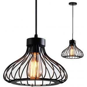 Subzonal-E27 Industriel Vintage M&eacute;tal Suspensions Cage Noir Retro Plafonnier Luminaire Vintage Plafond Plafonnier Lumiere Lampe Pendentif Lumiere Cage Antique Suspensions Luminaire - Neuf
