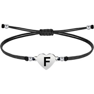 Eryi-- Bracelet Lettre Initiale A - Z En Acier Inoxydable Avec Fil Ciré, Bracelet Femme Ou Homme, Bracelet Coeur Avec Lettre Gravée, Cadeau Pour Mère, Fille, Amie, Petite Amie - Neuf