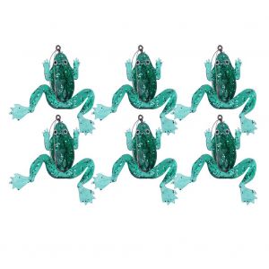 Lot De 6 Leurres De Peche Artificiels En Plastique Souple En Forme De Grenouille Realiste Pour L'exterieur (Cyan) - Neuf