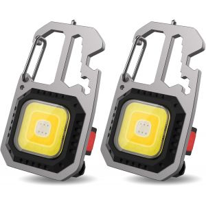 Lot De 2 Mini Lampes De Travail Portables 7 Modes, Porte-Clés, Lampe Torche Étanche, Lampes D'inspection Rechargeables, Avec Décapsuleur Et Base Magnétique, Pour Camping, Réparation Et Urgence - Neuf