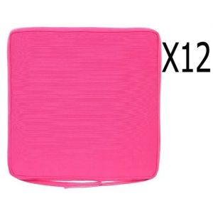 Lot De 12 Galettes Chaise Coloris Framboise - Dim : L 40 X P 40 X H 5 Cm - Neuf