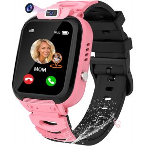 JGD-Montre Connect&eacute;e Enfant pour Gar&ccedil;on Fille avec GPS Traceur T&eacute;l&eacute;phone Jeux SOS Cam&eacute;ra HD R&eacute;veil &Eacute;tanch&eacute;it&eacute; IP68 Montre Enfant Cadeaux Anniversaire Num&eacute;rique - Neuf