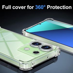 3 en 1 Verre Tremp&eacute; et Coque pour Xiaomi Redmi Note 13 4G (Niet voor Note 13 5G),[Coussin d'air Int&eacute;gr&eacute;] Anti-Jaunissement Souple TPU Bumper Coque Protection,Transparente - Neuf