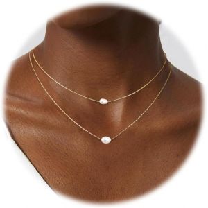 Kal-Collier Perle Femme Collier Or 14k Ras Du Cou Collier Chaine Femme Choker Collier Simples Perle Collier Ras Du Cou Perle Pour Femme Bijoux Or - Neuf