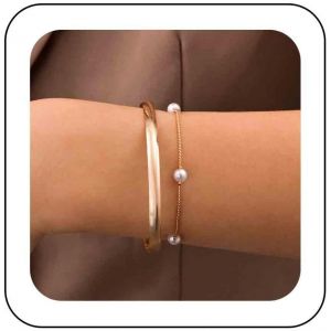 Kal-Bracelet Boho En Perles Bracelet En Or Bracelet En Perles Vintage Bracelet En Chaine Bracelet Large En Perles Bracelet Superposé Bracelet En Perles Vintage Bracelet En Chunky Pour Les Femmes - Neuf