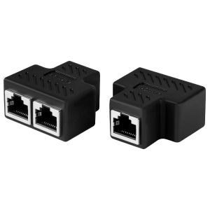 RJ45 Coupler,2 x Ethernet Cable Splitter 1 to 2 Splitter,RJ45 Cat7,Cat6,Cat5,Cat5e Connector Compatible with Female to Female Network Cables (Black) - Neuf