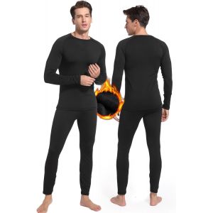 Jexnovashop-Sous Vetement Thermique Homme, Ensemble De Sous-V&ecirc;tement Ski Grand Froid - Homme &Agrave; Manches Longues Couche De Base Haut Et Pantalon Chaud Sous Vetement Hiver Pour Ski Moto Sport - Neuf