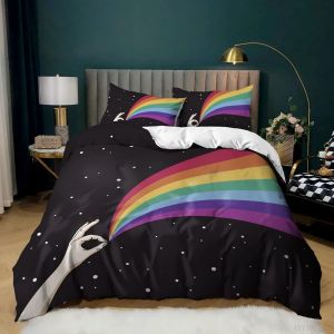 Housse Couette X Enfant Doux Confortable Parure Lit Personne Microfibre Housse De Couette Enfant Couple Arc-En-Ciel X Cm + X Taies D'oreiller Xcm - Neuf