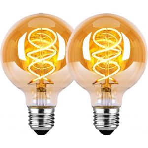 Ampoule E27 Vintage,Ampoule Led E27 Dimmable 4w G80 Blanc Chaud 2700k 360lm Edison Décorative Rétro Lampe,Verre Ambré,Lot De 2 - Neuf