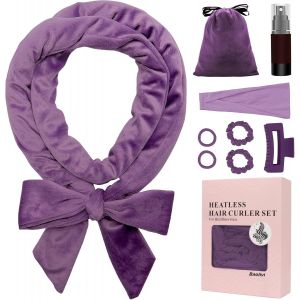 Velours Boucle Bandeau Boucleur De Cheveux Sans Chaleur Doux, Heatless Hair Curlers Création De Boucles Naturelles Sans Chaleur, Bigoudis Cheveux Kit S'applique Aux Femmes Et Aux Filles,Violet - Neuf