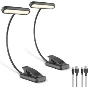 2 Pièces Lampe De Lecture Rechargeable Avec Câble De Type-C, Liseuse Lampe Clip [3 Couleurs Et 10 Luminosités] Mini Veilleuse Flexible À Col De Cygne Et À Pince Pour Les Enfants - Neuf