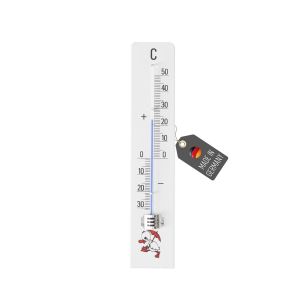 Thermomètre en bois de hêtre laqué blanc - Température de -30 °C à 50 °C - Analogique - Longueur : 20 cm - Thermomètre en bois pour l'intérieur, l'extérieur, le jardin - Thermomètre - Neuf