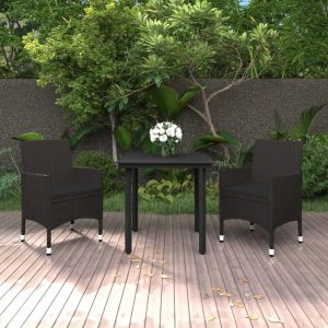 Prolenta Premium - Ensemble &Agrave; Manger De Jardin Coussins 3 Pcs R&eacute;sine Tress&eacute;e Verre - Neuf