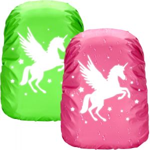 JGD-Lot de 2 sacs &agrave; dos de protection contre la pluie - 35 l - &Eacute;tanche - Avec bandes r&eacute;fl&eacute;chissantes - Protection contre la pluie - Cartable d'&eacute;cole - Pour gar&ccedil;ons et filles - Neuf