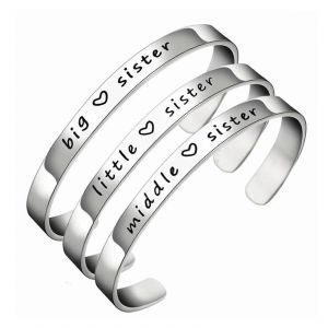 Beau Bracelet Big Sis Middle Sis Little Sis Sister Cuff Bangle Bracelet Cadeau - Neuf