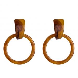 Punk Femmes Acrylique Forme Ronde Simple Boucles D'oreilles Clous D'oreille (Marron) - Neuf