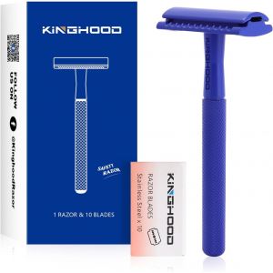 Rasoir De S&eacute;curit&eacute; &Agrave; Lame Unique Avec 10 Lames &Agrave; Double Tranchant, Rasoir Z&eacute;ro D&eacute;chet, Poign&eacute;e En M&eacute;tal - Neuf