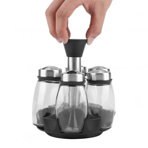 Hjlian Lot De 6 Bocaux A Epices Rotatifs, Bocaux, Saliere Et Poivriere, Organiseur De Rangement, Ustensile De Cuisine - Neuf