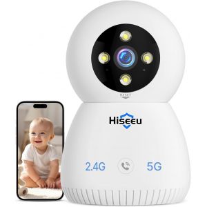 360° Indoor Wifi Surveillance Camera For Baby/Animals, 2K 2.4G/5Ghz Surveillance Camera With Human Detection Intelligent Tracking, Two-Way Audio Night Vision, Alexa Compatible - Neuf