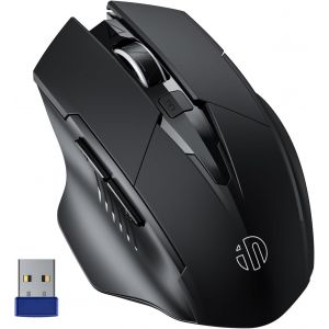 KALANKA-Souris sans Fil Rechargeable, Optique 1600 DPI, 2.4G Silence, Ergonomique pour Ordinateur, PC, Mac, Noir - Neuf