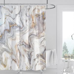 Or gris marbre rideau de douche, or gris fissure lignes de r&eacute;sum&eacute; salle de bains moderne d&eacute;coration - Neuf