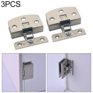 Charni&egrave;re en verre &agrave; trou ouvert-3 pi&egrave;ces surface bross&eacute;e,taille S (3-7mm)- - Neuf