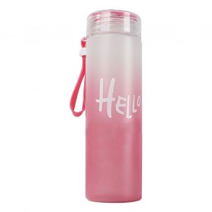 Bouteille D'eau En Verre Degrade Colore, Portable, Antiderapante, 400 Ml, Avec Couvercle, Rose - Neuf