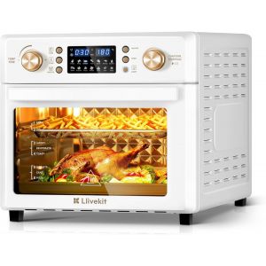 lbgwp60-26L Friteuse Sans Huile, Mini Four Friteuse À Air Chaud À 360°, 14 In 1 Air Fryer, Cuisson Plus Saine Et Rapide À Faible Graisse, 7 Accessoires, 1700W, Blanc Crème - Neuf