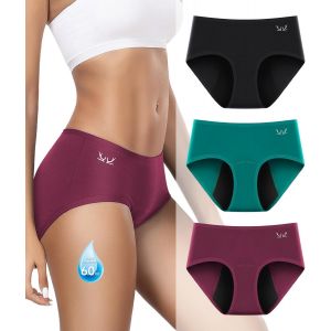 Khkui-Culotte Menstruelle 60ml, Absorption Élevée Culotte Menstruelle Flux Tres Abondant, Respirant Sous-Vêtements Menstruels Femme (Lot 3) - Neuf