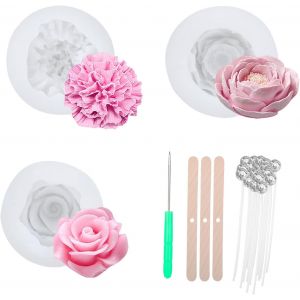 Tianyi-Lot De 3 Moules En Silicone Pour Bougies En Forme De Fleurs - Moule En Silicone - Moule En Silicone - Moule En Silicone - Moule À Bougie - En Silicone - Mèche De Bougie - Support De Mèche De B - Neuf