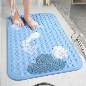 Tapis de douche antid&eacute;rapant 70 x 40 cm, tapis de bain antid&eacute;rapant avec ventouses, tapis de douche massant confortable, tapis de douche antid&eacute;rapant lavable en machine, bleu - Neuf