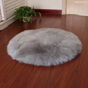 Sjzg-Peau De Mouton Synth&eacute;tique,Cozy Sensation Comme V&eacute;ritable Laine Tapis En Fourrure Synth&eacute;tique, Fluffy Soft Longhair D&eacute;coratif Coussin De Chaise Canap&eacute; Natte (Gris&iquest;Ronde&iquest;, 45 X 45cm) - Neuf